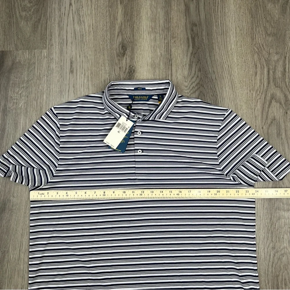 New Polo Golf Ralph Lauren Pro Fit Striped Golf Shirt Men's Size XL‎ White Blue